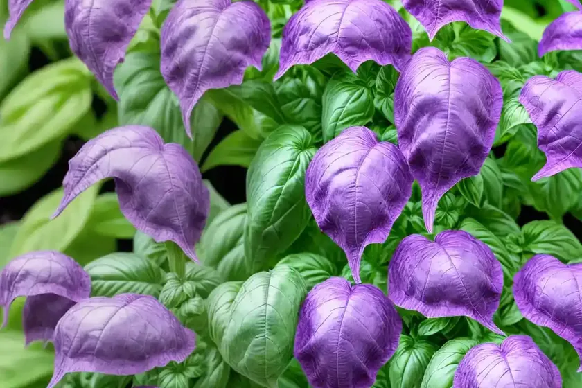 Ocimum basilicum var. purpurascens ‘purple ruffles’ (purple basil) — photo 3