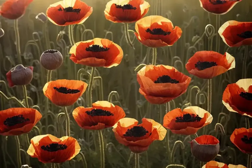 Papaver somniferum ‘danish flag’ (opium poppy) — photo 2