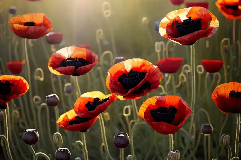 Papaver somniferum ‘danish flag’ (opium poppy) — photo 3