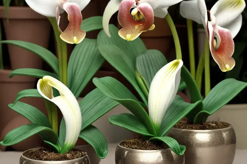 Paphiopedilum pinocchio gx (venus slipper orchid)