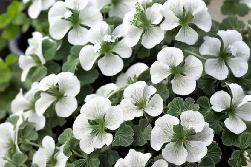 Pelargonium peltatum ‘cascade white’ (ivy geranium) — photo 3