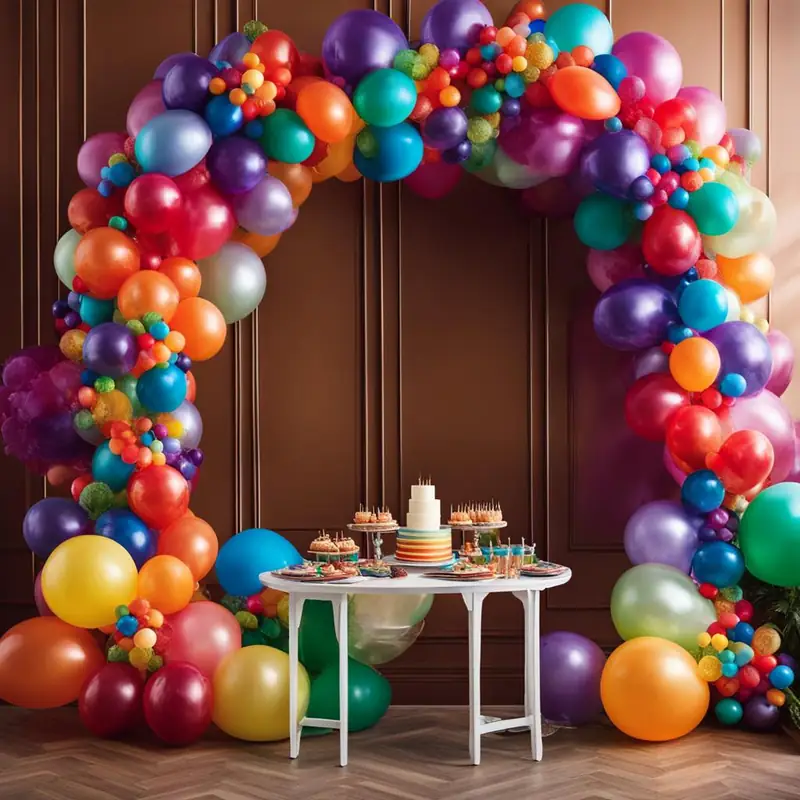 Rainbow balloon arch
