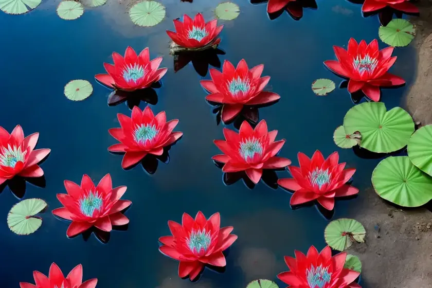 Red and blue water-lily (nymphaea nouchali) — photo 3