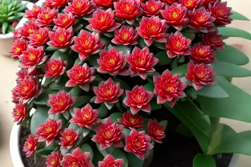 Red pagoda (crassula capitella) — photo 2