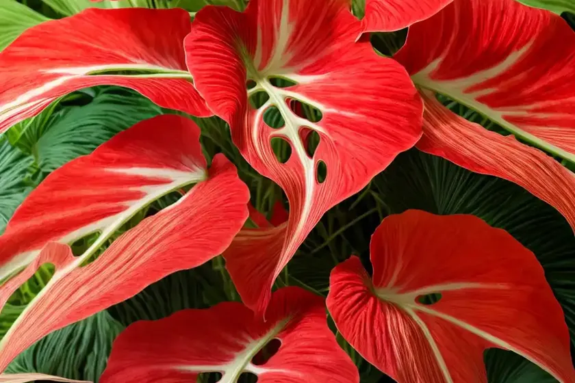 Red ruffles caladium (caladium bicolor ‘florida red ruffles’) — photo 3