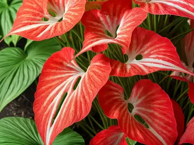 Red Ruffles Caladium (Caladium Bicolor ‘Florida Red Ruffles’)
