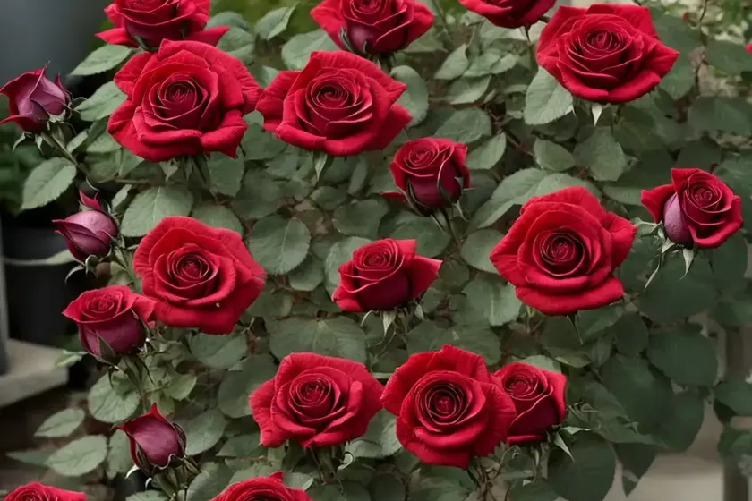 Rosa gallica var. officinalis (old red damask rose) — photo 3