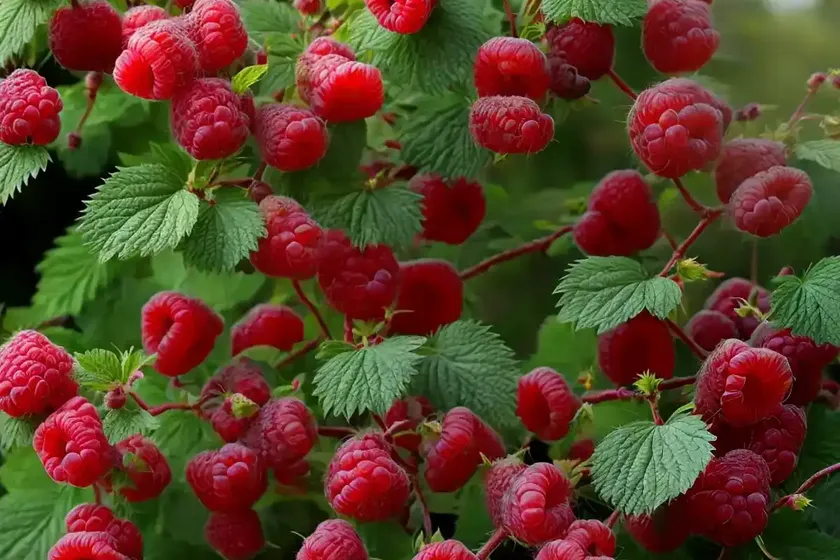 Rubus idaeus ‘heritage’ (everbearing raspberry)