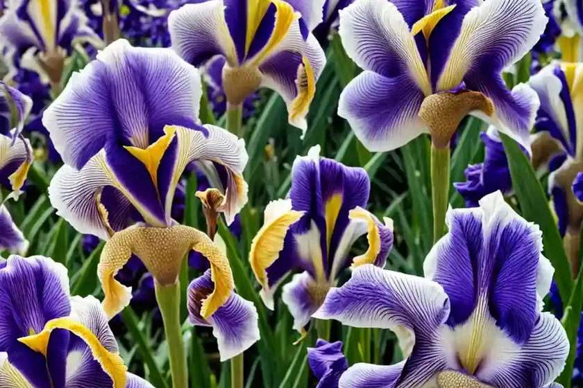 Tall bearded reblooming iris (iris ‘pure as gold’)