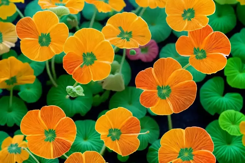 Tropaeolum majus ‘peach melba’ (nasturtium) — photo 2