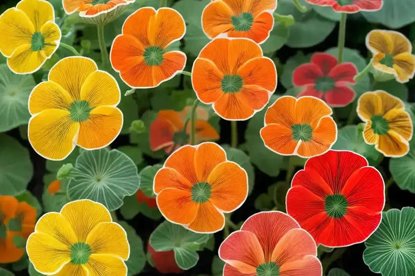 Tropaeolum majus ‘peach melba’ (nasturtium) — photo 3