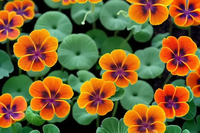 Tropaeolum minus ‘ladybird cream purple spot’ (nasturtium) — photo 2
