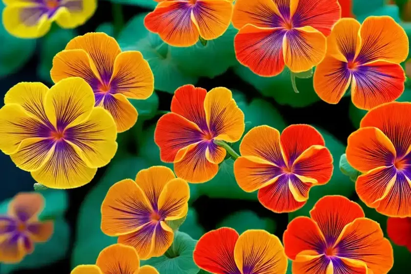 Tropaeolum minus ‘ladybird cream purple spot’ (nasturtium) — photo 3