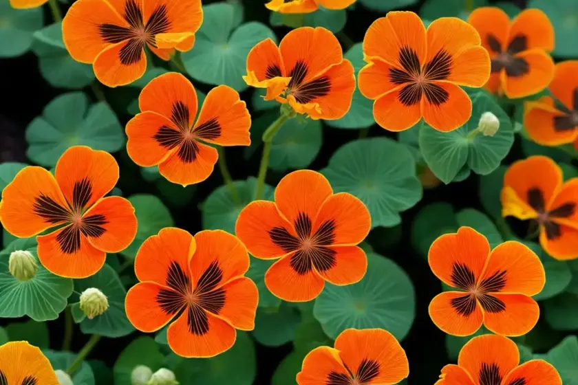 Tropaeolum minus ‘ladybird rose’ (nasturtium) — photo 3