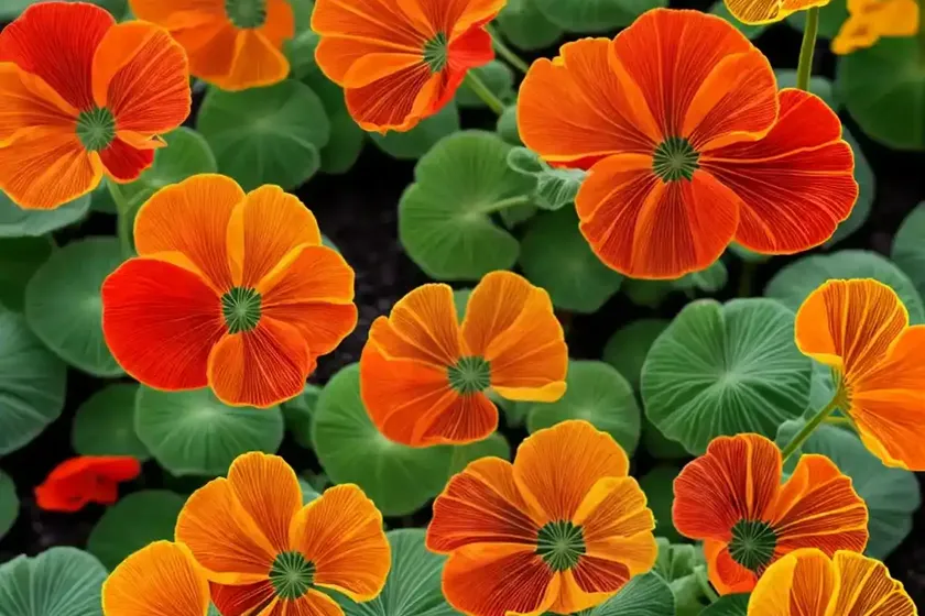 Tropaeolum minus ‘tip top alaska red’ (nasturtium) — photo 3