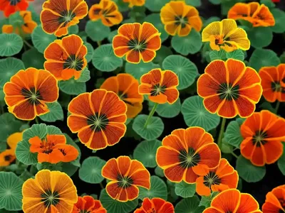 Tropaeolum Minus ‘Tip Top Alaska Red’ (Nasturtium)