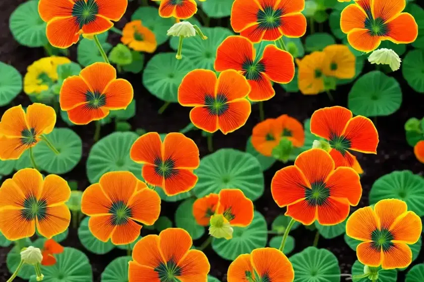Tropaeolum minus ‘tip top rose’ (nasturtium)
