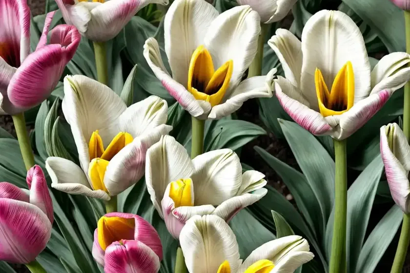 Tulipa ‘silver parrot’ (parrot tulip)