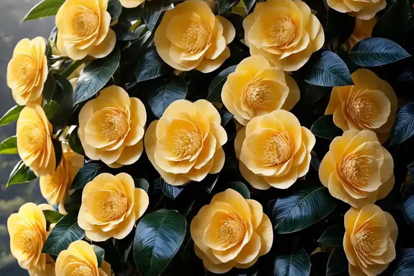 Yellow camellia (camellia petelotii) — photo 3