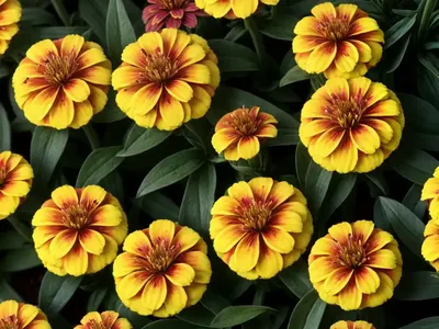 Zinnia Elegans ‘Zowie! Yellow Flame’)