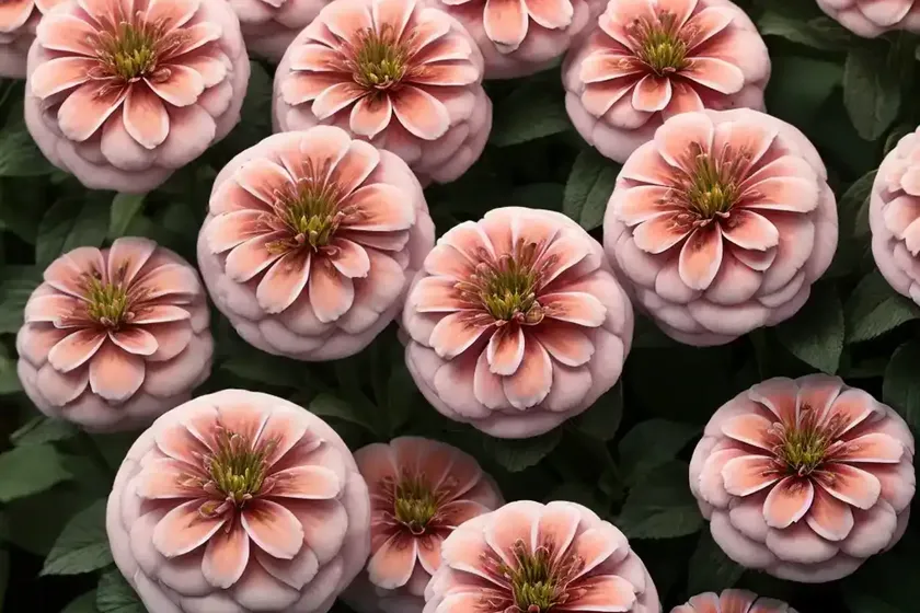 Zinnia marylandica ‘double zahara salmon rose’)