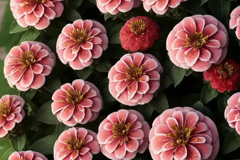 Zinnia marylandica ‘double zahara strawberry’)