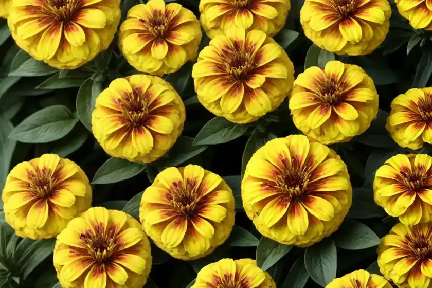 Zinnia marylandica ‘double zahara yellow’)