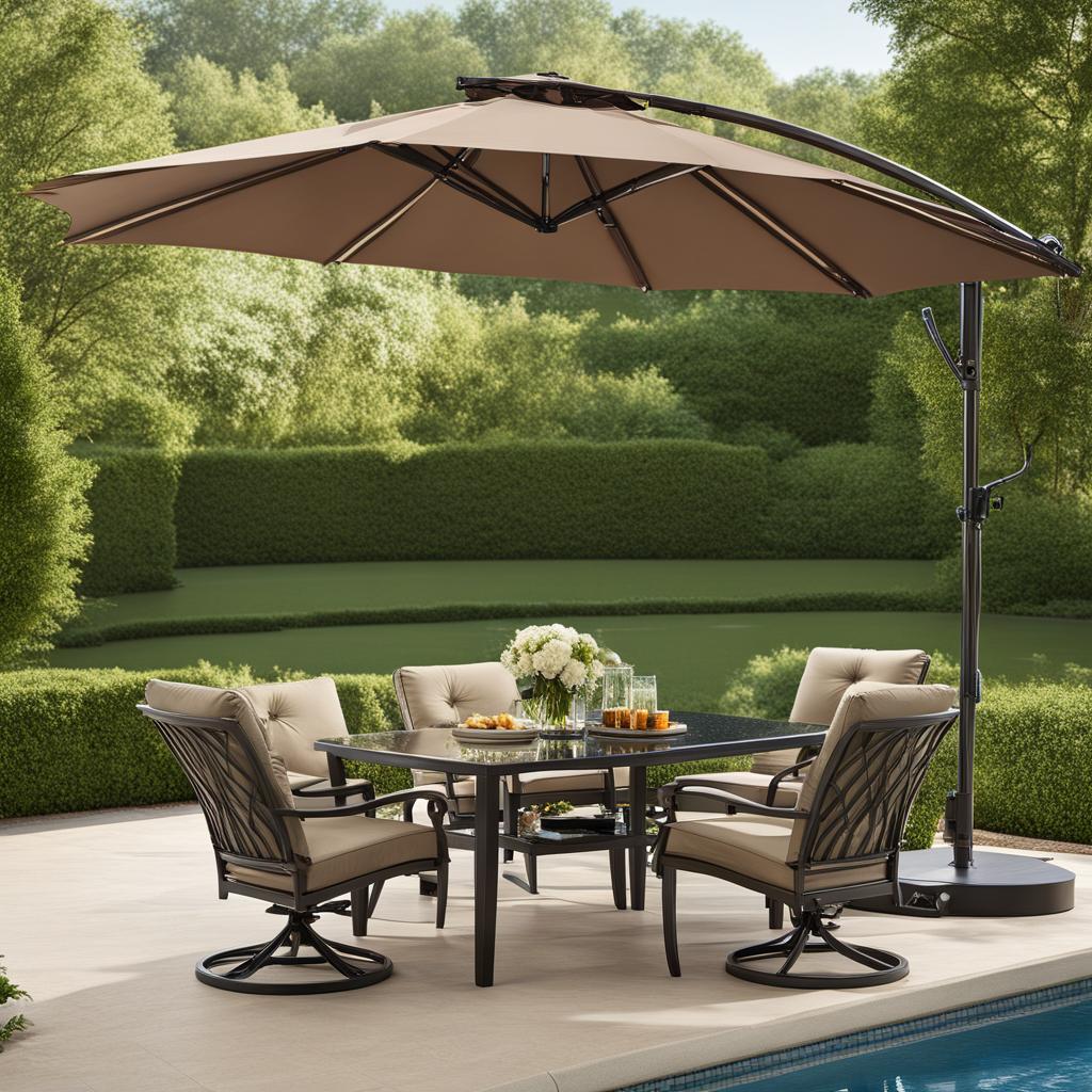 Hampton Bay 11-Foot Solar LED Offset Outdoor Patio Umbrella Hampton Bay 11-Foot Solar LED Offset Outdoor Patio Umbrella