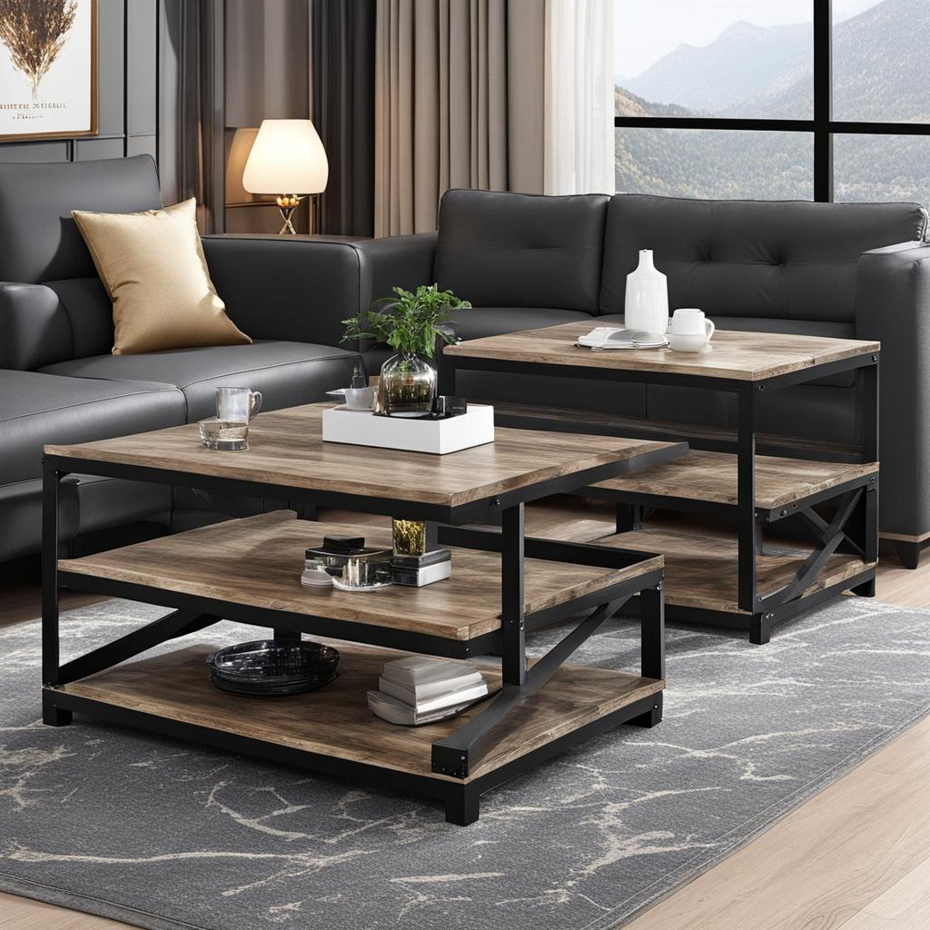 Industrial end table set Industrial end table set