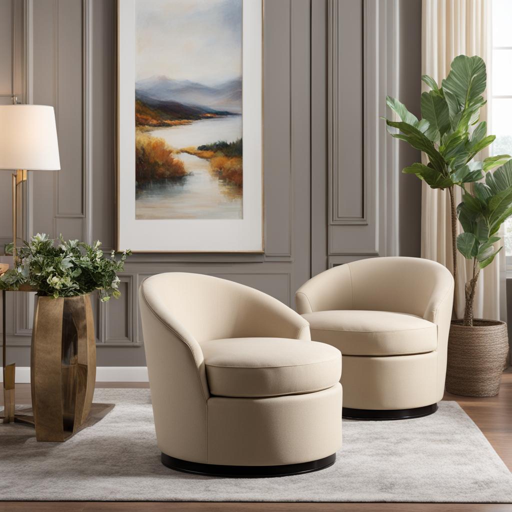LUCKHAO Swivel Barrel Chair Set of 2 Beige LUCKHAO Swivel Barrel Chair Set of 2 Beige