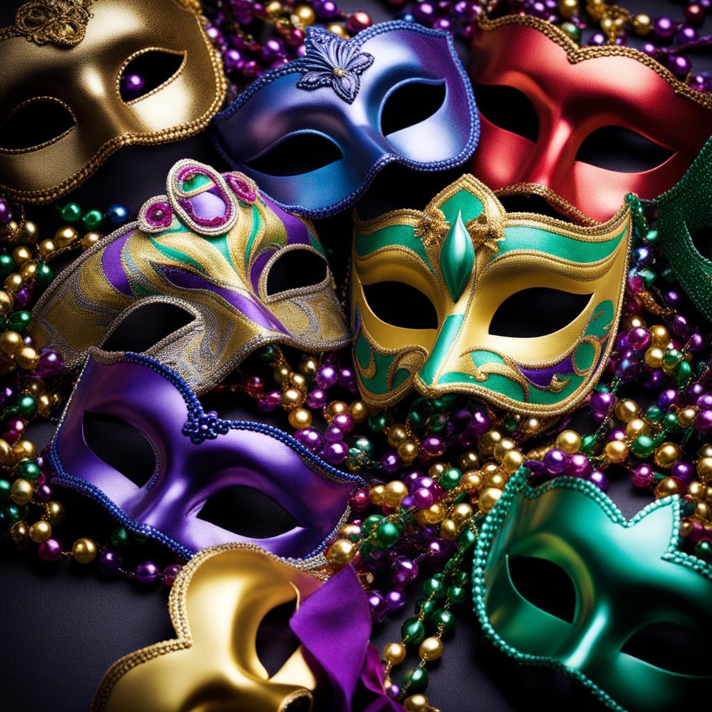Mardi Gras beads and masquerade masks Mardi Gras beads and masquerade masks