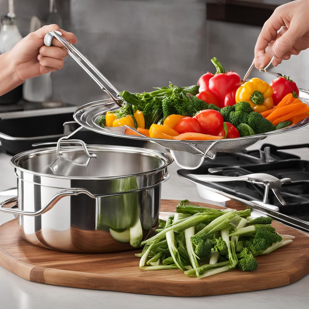 Martha Stewart Stainless Steel Folding Steamer Insert with Handle Martha Stewart Stainless Steel Folding Steamer Insert with Handle