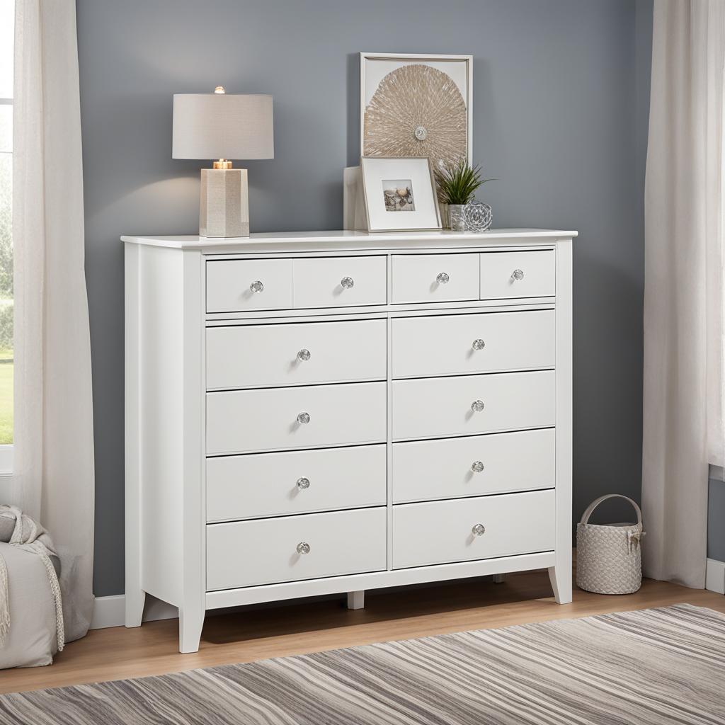 Prepac Astrid Double Dresser White Crystal Knobs Prepac Astrid Double Dresser White Crystal Knobs