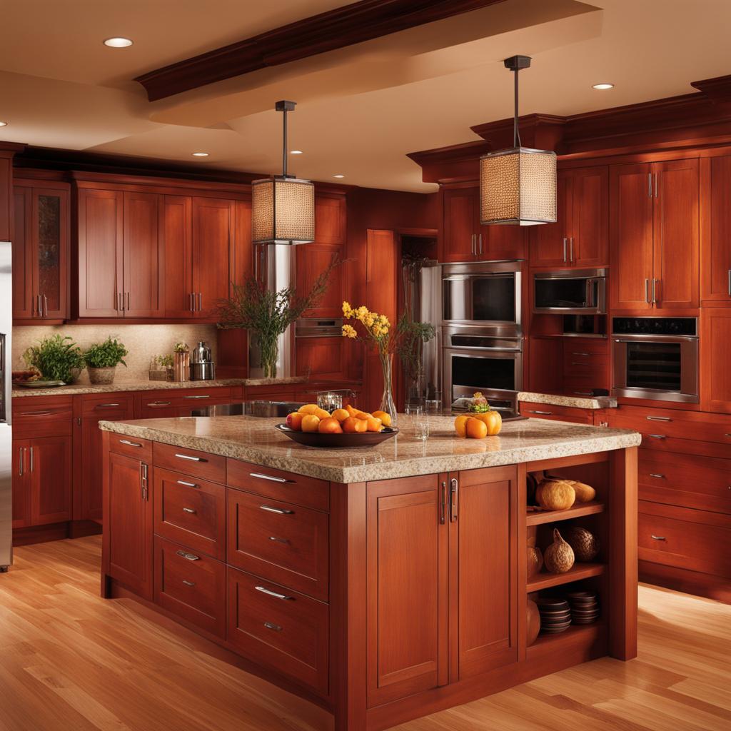 Red and Orange Undertones in Wood Kitchen Cabinets Red and Orange Undertones in Wood Kitchen Cabinets