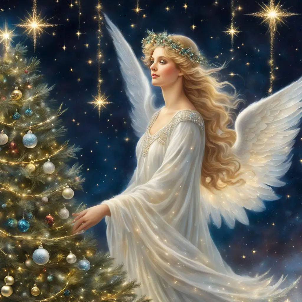 angel on top of christmas tree