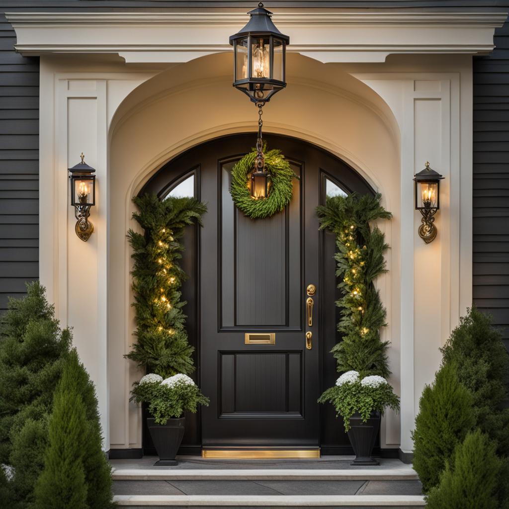 front door decor with architectural elements