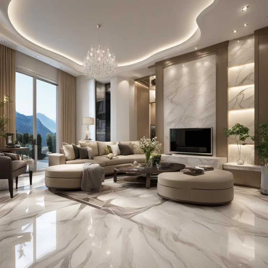marble look tiles for living room
