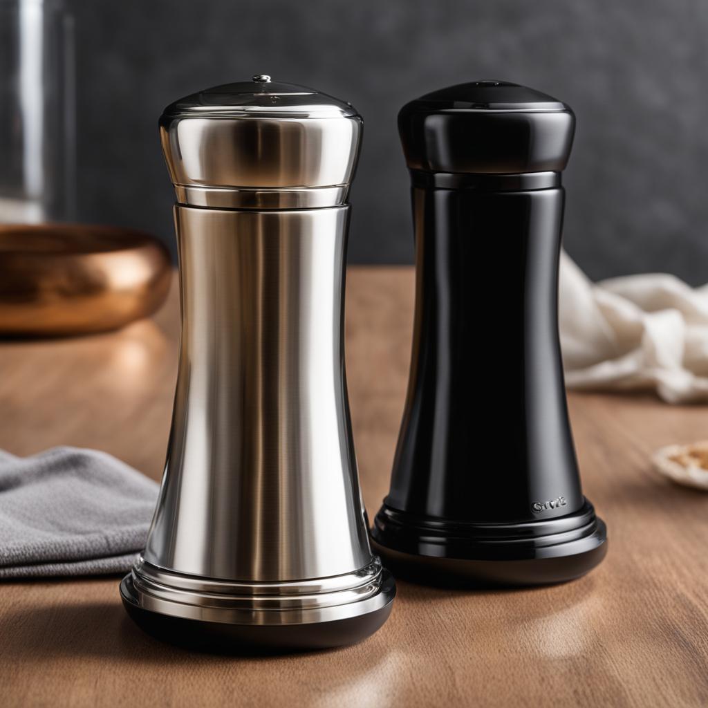 sleek salt and pepper grinders sleek salt and pepper grinders